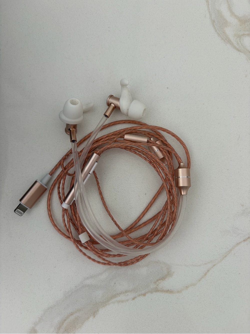 Tech Wellness Gold Air Tube Earbuds - Safer Wired Headphones - Picture 2 of 4